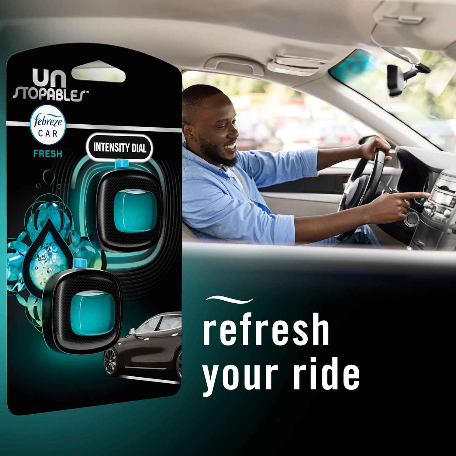 Febreze Car Air Freshener, Odor-Fighting Automotive Vent Clip, Scented Car Accessories, Long Lasting for Strong Odors