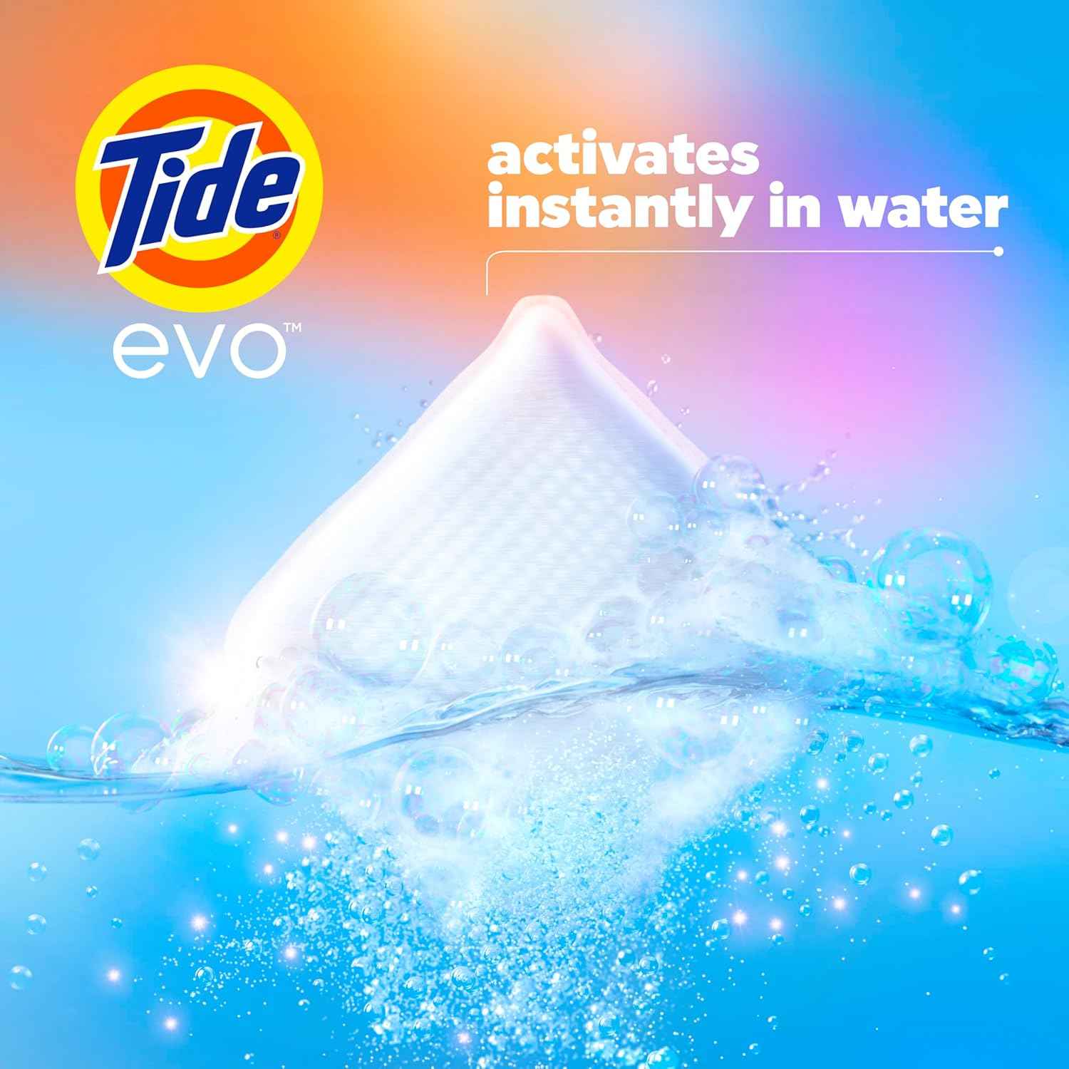 Tide evo Spring Blast Scent Laundry Detergent Fiber Tiles Works on 100% of Common Stains Safe for All Machines and Water Conditions Concentrated HE Compatible Clean and Instant Dissolve, 42 Count