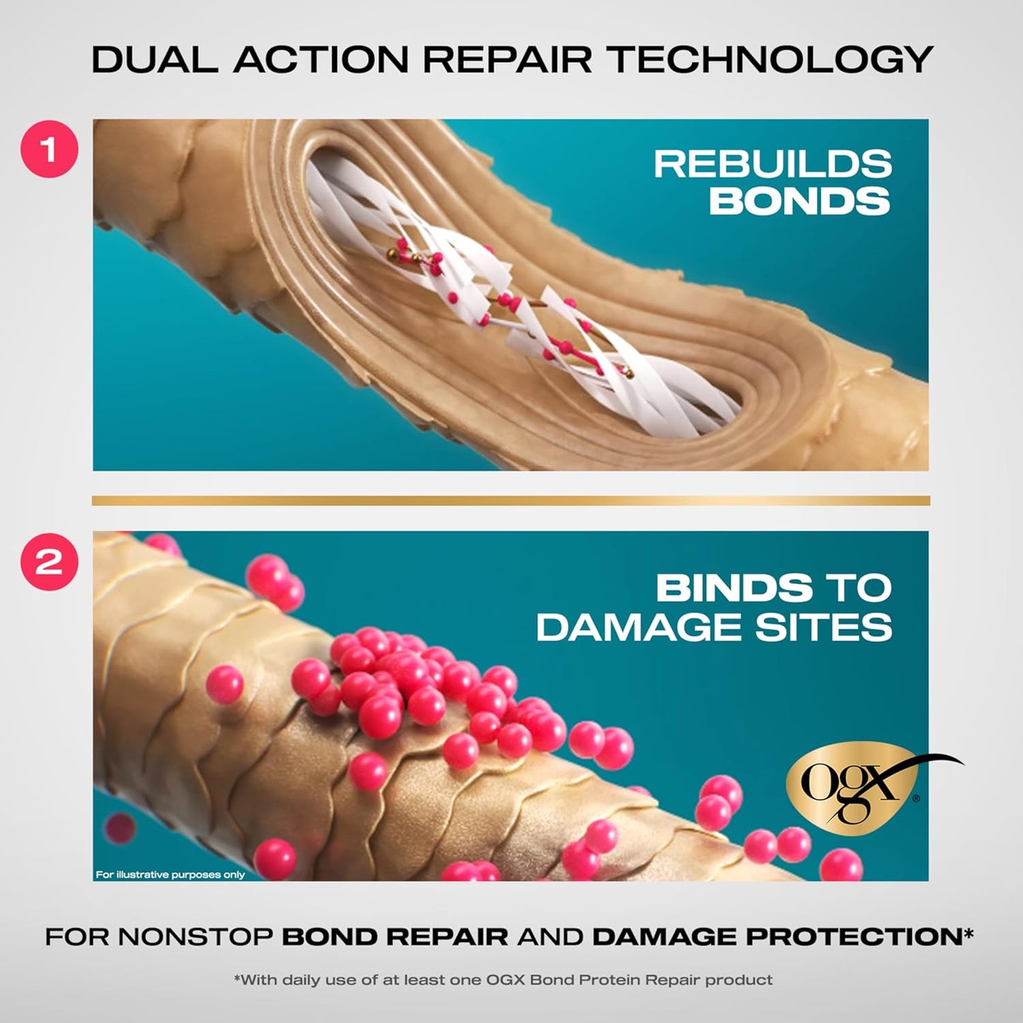 OGX_Repair_&_Protect_Bond_Protein_Repair_Shampoo,_Lightweight_Hair_Wash_Cleanses_&_Targets_Damaged_Hair_for_Effective_Bond_Repair,_Formulated_without_Parabens,_13_fl._oz