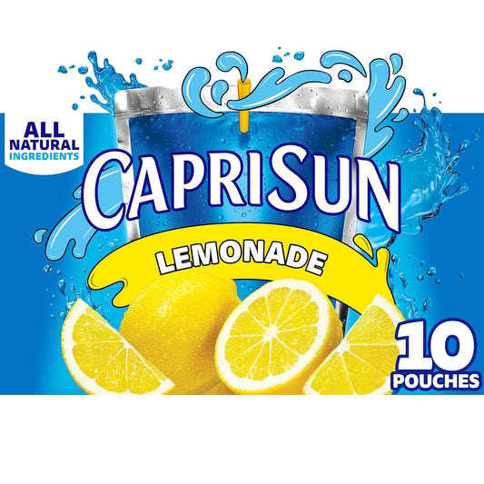 Capri Sun Flavored with Other Natural Flavor Juice Drink Blend, for School Lunches and On-the-Go Hydration, Lemonade, All Natural Ingredients