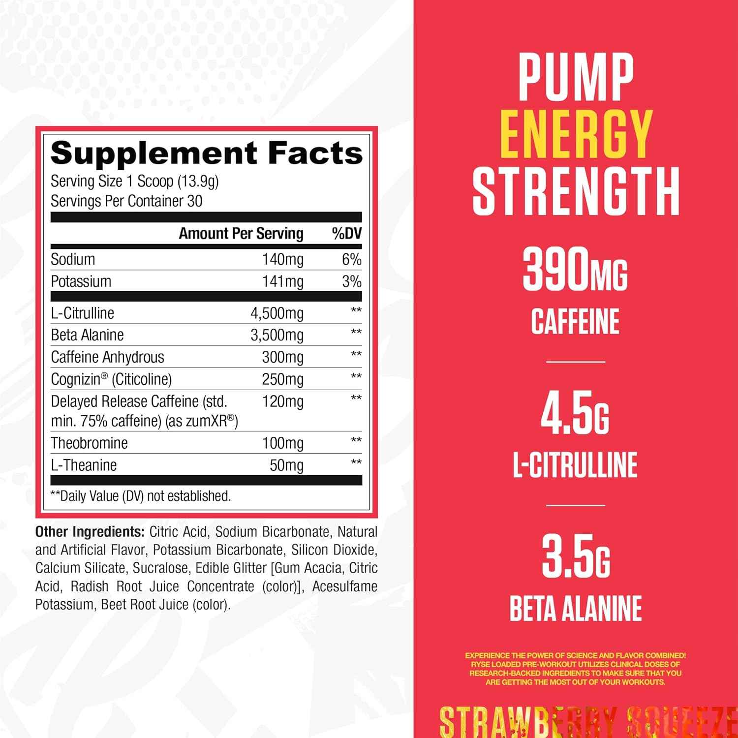 RYSE Loaded Pre Workout Powder - Daily Pre-Workout for Men & Women with 390mg Caffeine, Beta Alanine, and Citrulline for Pump, Focus, and Energy - 30 Servings