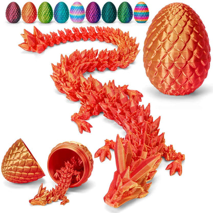 TBOLINE 12" 3D Printed Dragon Egg, Easter Basket Stuffers for Kids, Large Prefilled Easter Eggs, Stuffed Egg Hunt Fillers with Easter Toys, 3D Printer Animals Fidget Toys for Boys Teen 5-7 4-6 8-12