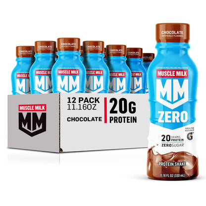 Muscle Milk Zero Protein Shake, 20g Protein, Zero Sugar, 100 Calories, Calcium, Vitamins A, C & D, 4g Fiber, Energizing Snack, Workout Recovery, Packaging May Vary,11.16 Fl Oz