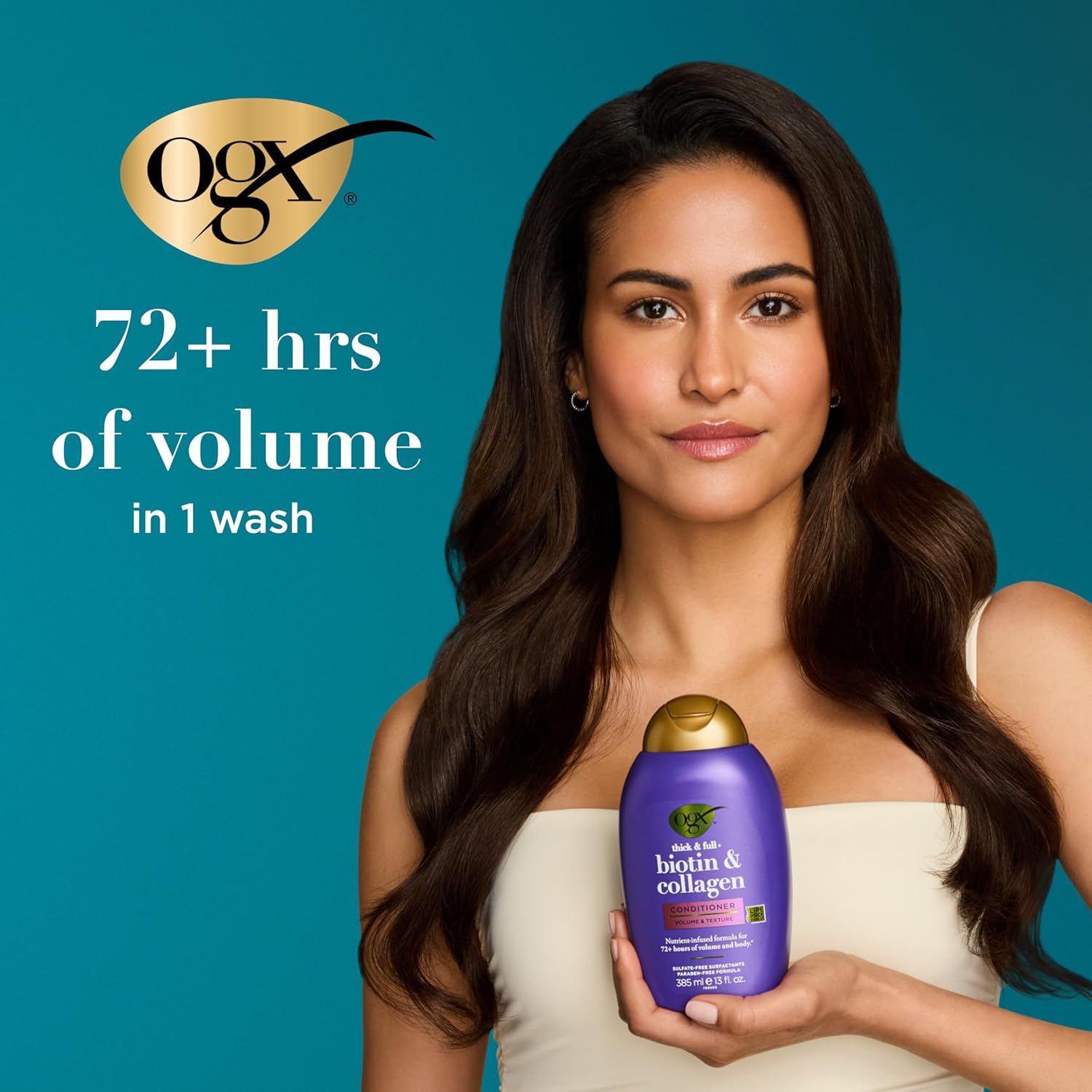 OGX_Thick_&_Full_+_Biotin_&_Collagen_Volumizing_Conditioner,_Nutrient-Infused_Conditioner_with_Vitamin_B7_Biotin_Gives_Hair_Volume_&_Body_for_72+_Hours,_Sulfate-Free_Surfactants,_13_fl._Oz