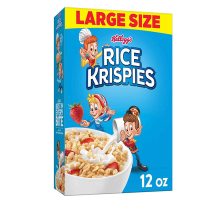 Kellogg's Rice Krispies Cold Breakfast Cereal, 8 Vitamins and Minerals, Rice Krispies Treats, Giant Size, Original