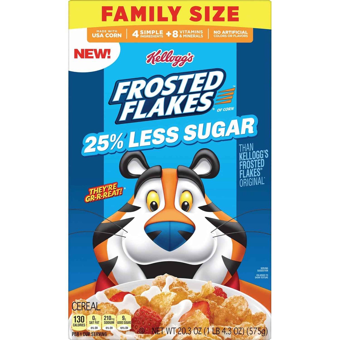 Kellogg's Frosted Flakes 25% Less Sugar Breakfast Cereal, Family Size