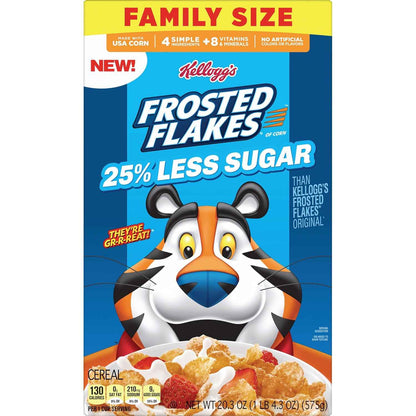 Kellogg's Frosted Flakes 25% Less Sugar Breakfast Cereal, Family Size
