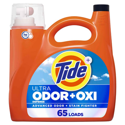 Tide Ultra Odor Defense Plus Oxi Liquid Laundry Detergent, Advanced Odor and Stain Fighting Laundry Detergent Liquid