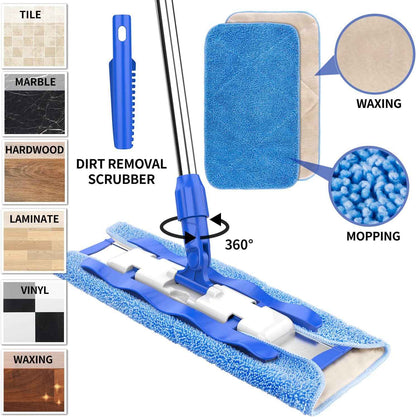 MR.SIGA Professional Microfiber Mop for Hardwood, Laminate, Tile Floor Cleaning, Stainless Steel Telescopic Handle
