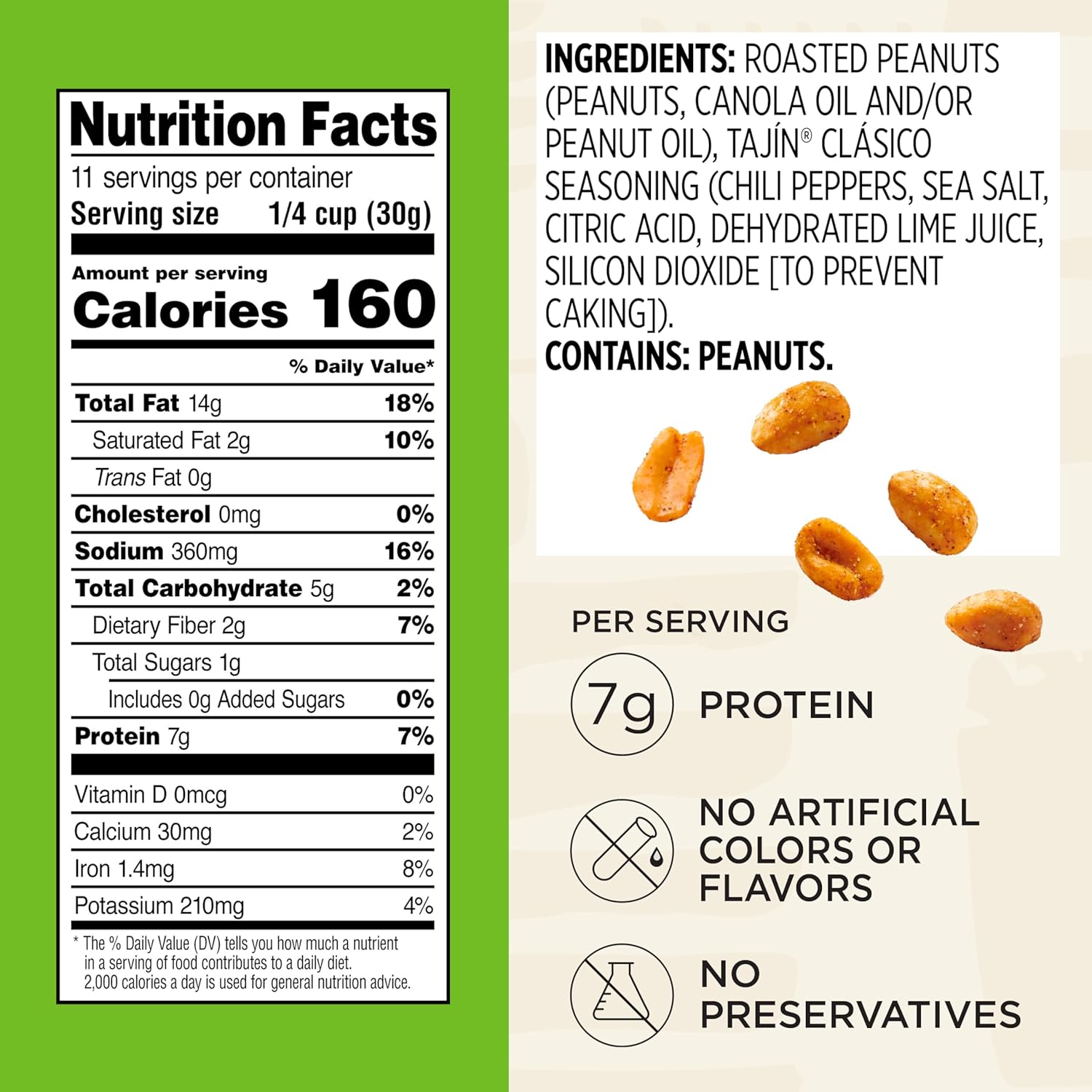 Snak_Club_Tajin_Peanuts,_Roasted_Nuts_with_Chili_and_Lime_Seasoning,_Mild,_Gluten-Free_and_Kosher_Snacks,_No_Artificial_Colors_or_Flavors,_No_Preservatives,_12_oz_Resealable_Bag