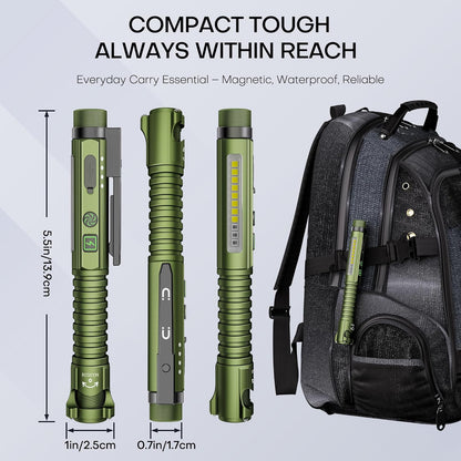 EDC_Flashlight_Rechargeable,800_Lumen_Small_Flashlight_with_Magnetic_Clip_&_Base,_11_Modes_LED_Flashlight,Glass_Breaker&Bottle_Opener,_USB-C_Flashlight_for_Working,Home_and_Emergency