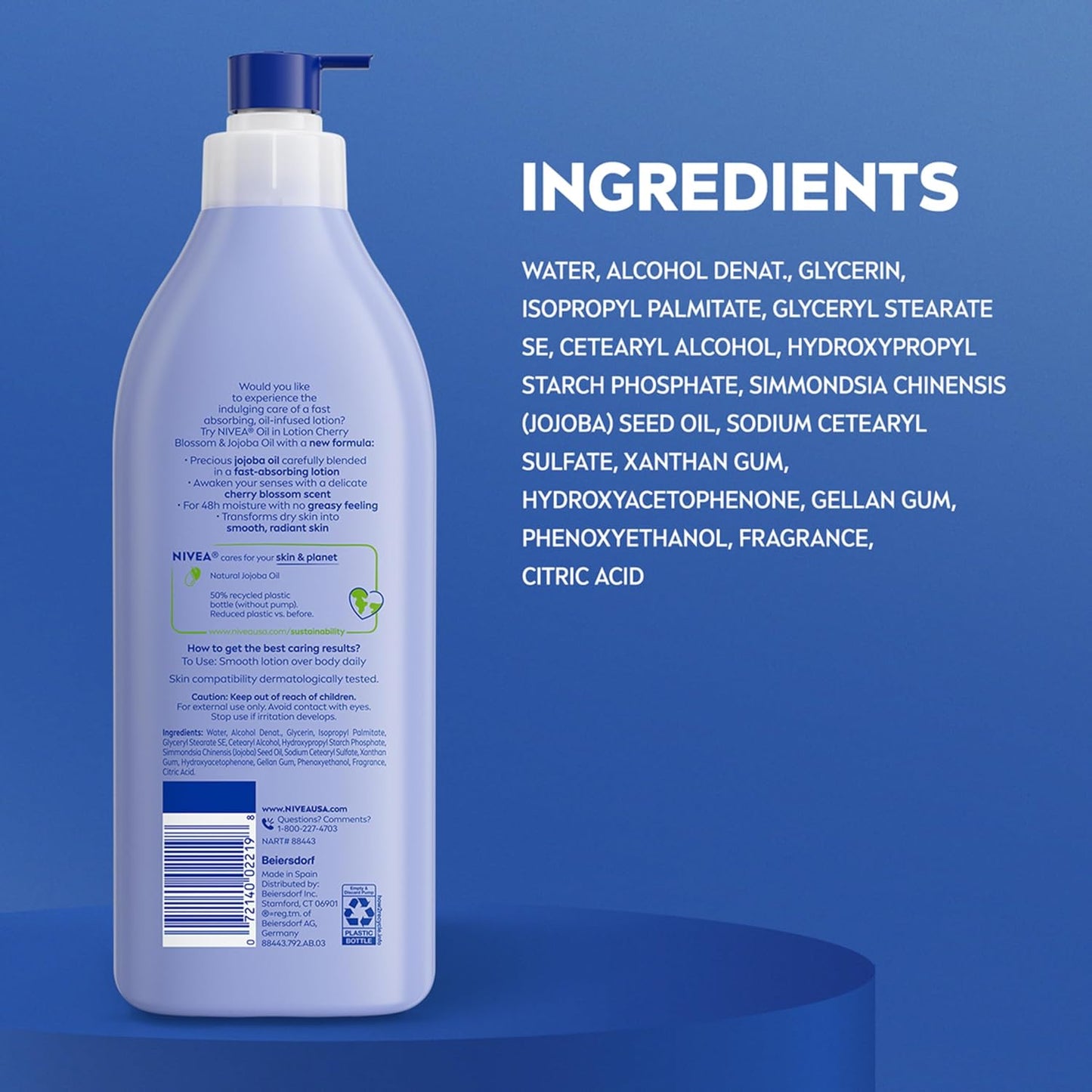 NIVEA_Oil_Infused_Cherry_Blossom_and_Jojoba_Oil_Body_Lotion_for_Women,_Fast-Absorbing_and_Non-Greasy_Cherry_Blossom_Scented_Lotion_Moisturizes_for_48_Hours,_16.9_Fl_Oz_Pump_Bottle