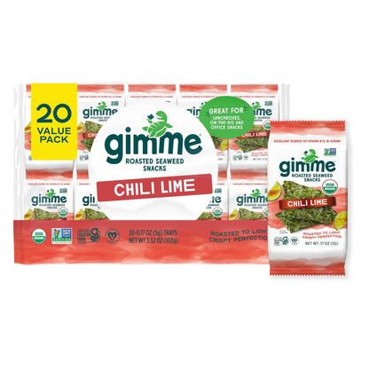 Gimme Seaweed Organic Premium Roasted Seaweed Snacks, Teriyaki, 20 Count, Keto, Vegan, Gluten-Free, Great Source of Omega3s and Iodine, Healthy On-The-Go Snack for Kids and Adults