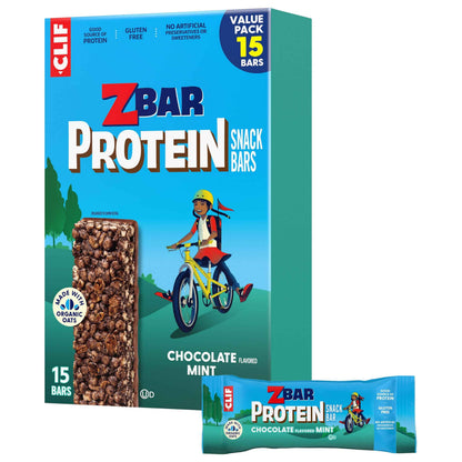 Zbar Protein - Chocolate Flavored Mint - Crispy Snack Bars - Made with Organic Oats - Non-GMO - 5g Protein - Gluten Free Protein Bars (15 Pack)