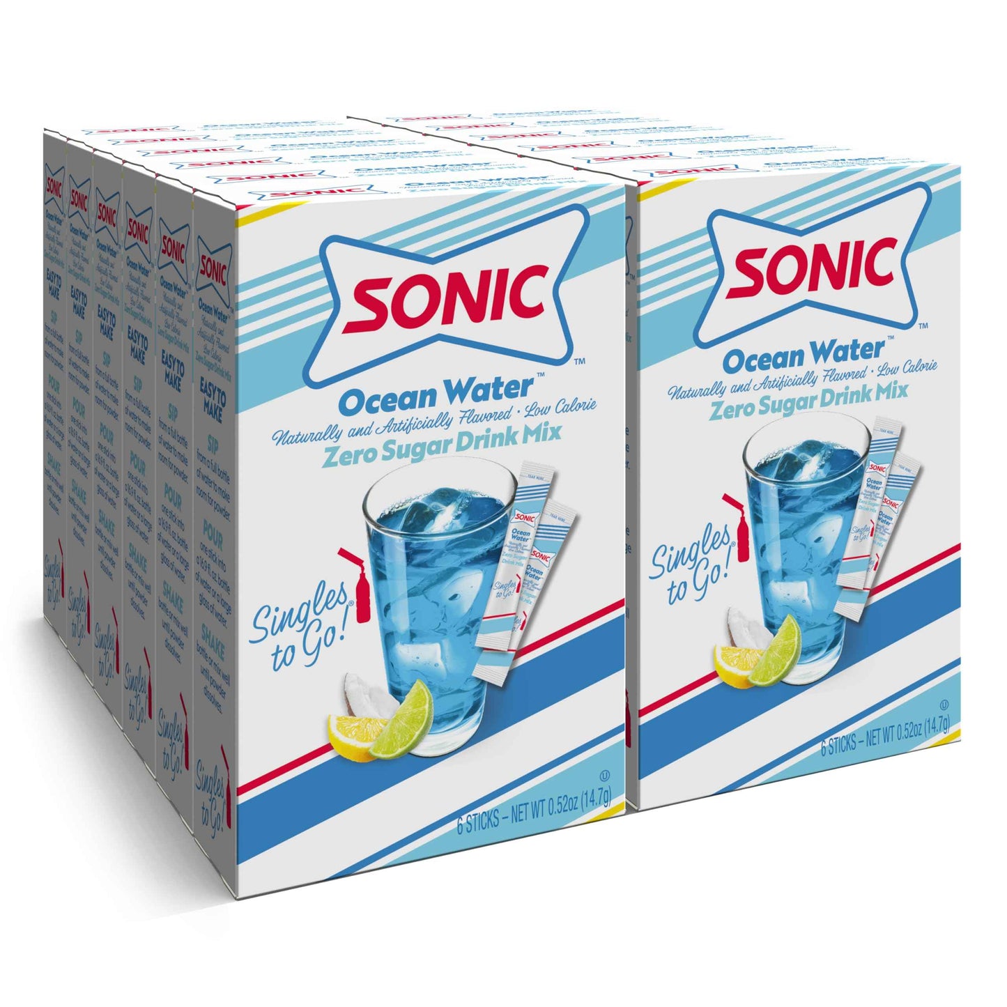Sonic Singles To Go Powdered Drink Mix, 6 Sticks Per Box, 12 Boxes (72 Sticks Total)