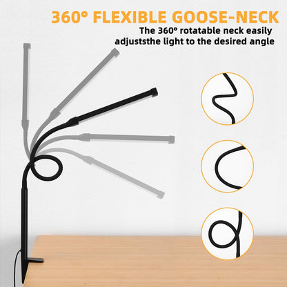 LED_Desk_Lamp_with_Clamp,_Eye-Caring_Clip_on_Lights_for_Home_Office,_3_Modes_10_Brightness,_Long_Flexible_Goose-Neck,_Metal,_Swing_Arm_Architect_Task_Table_Lamps_with_USB_Adapter,_Black/White_and_Silver