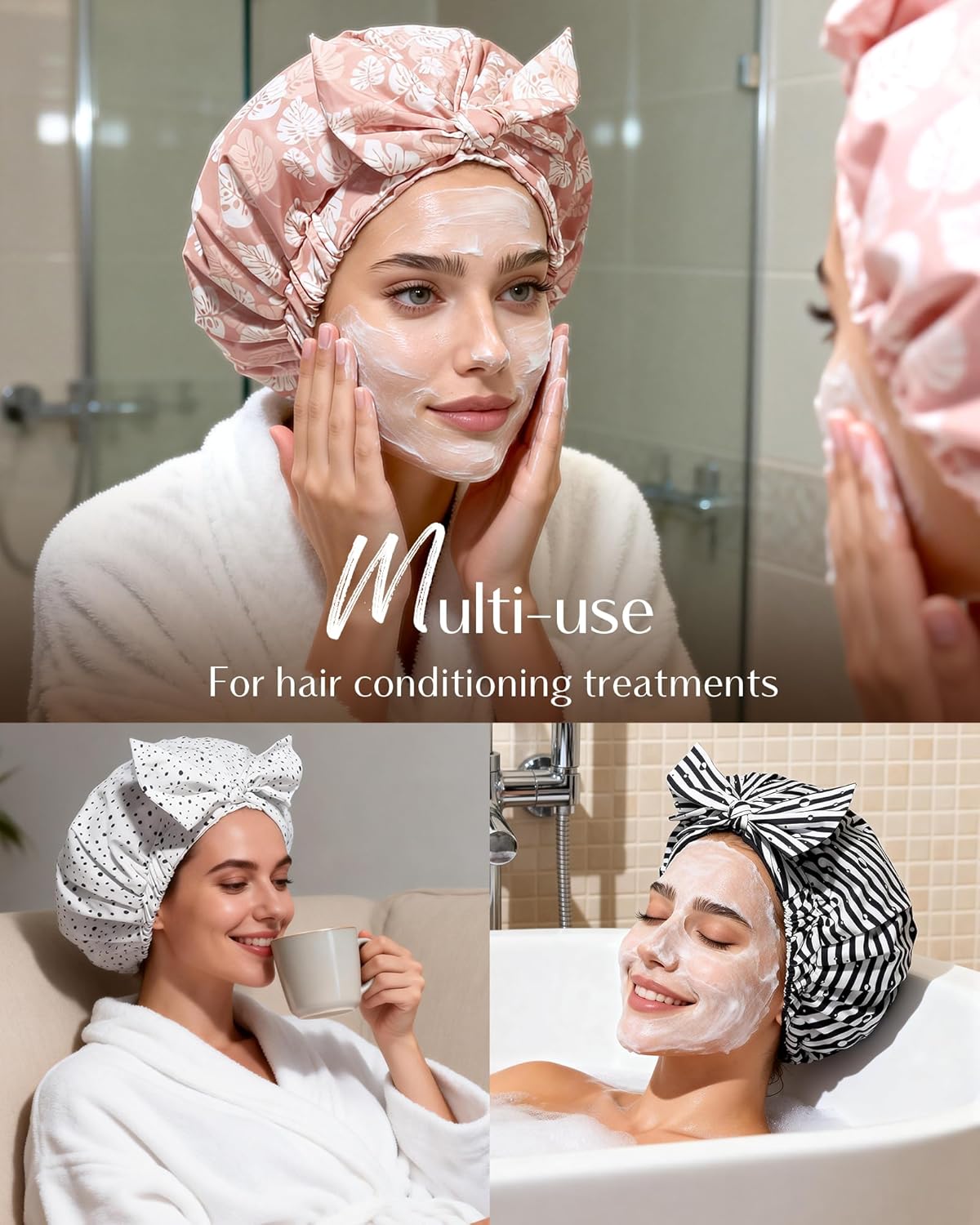 Yanibest_Shower_Cap_for_Women_Reusable_Waterproof,_Adjustable_Non-Slip_Shower_Hair_Cap,_Washable_Bath_Hat_for_Long_Hair