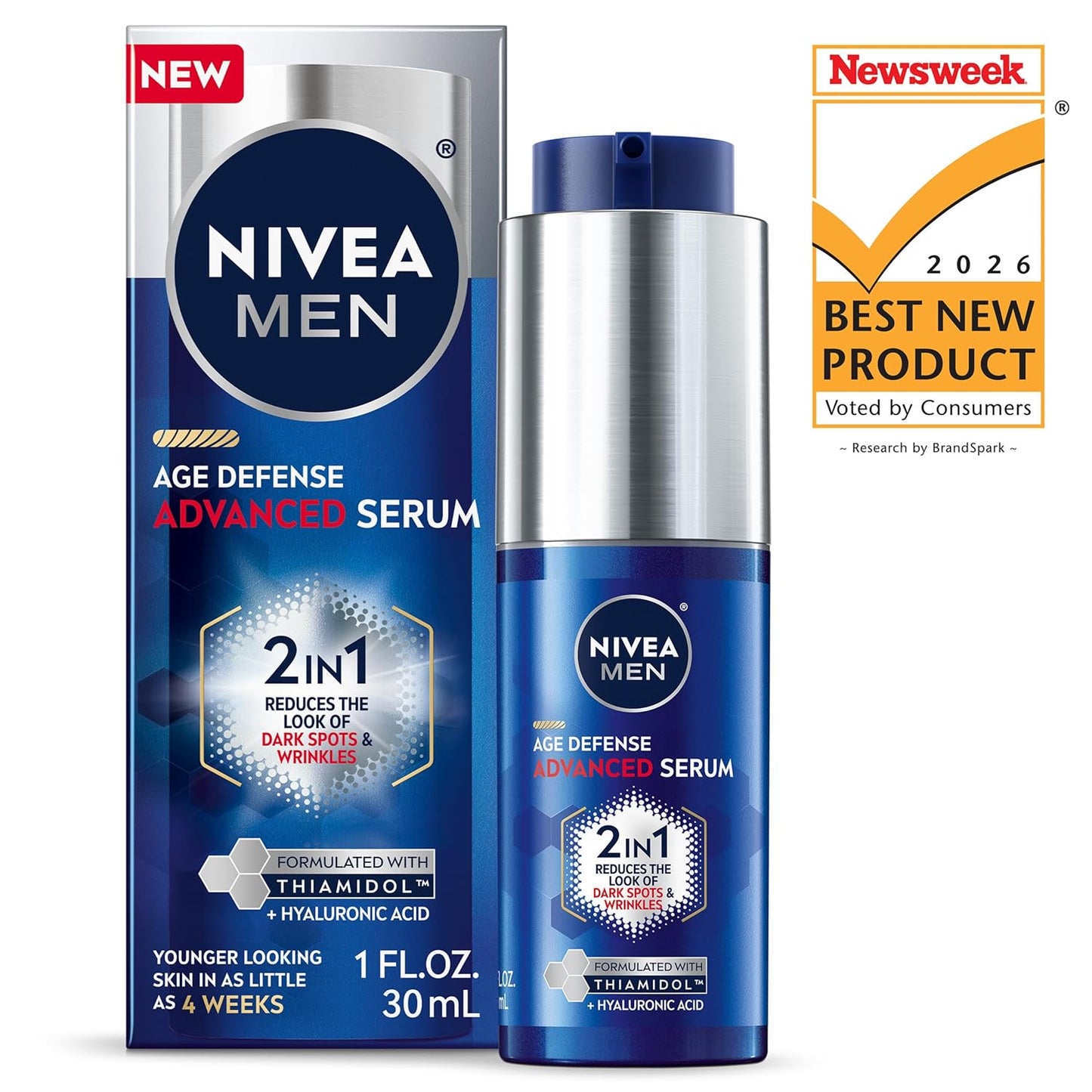 NIVEA_MEN_Age_Defense_Advanced_Face_Serum_for_Dark_Spots_with_Thiamidol_(TM)_+_Hyaluronic_Acid,_Fast-Absorbing_Face_Serum_for_Men_Helps_Reduce_Look_of_Dark_Spots,_Fine_Lines_&_Wrinkles,_1_Fl_Oz_Bottle