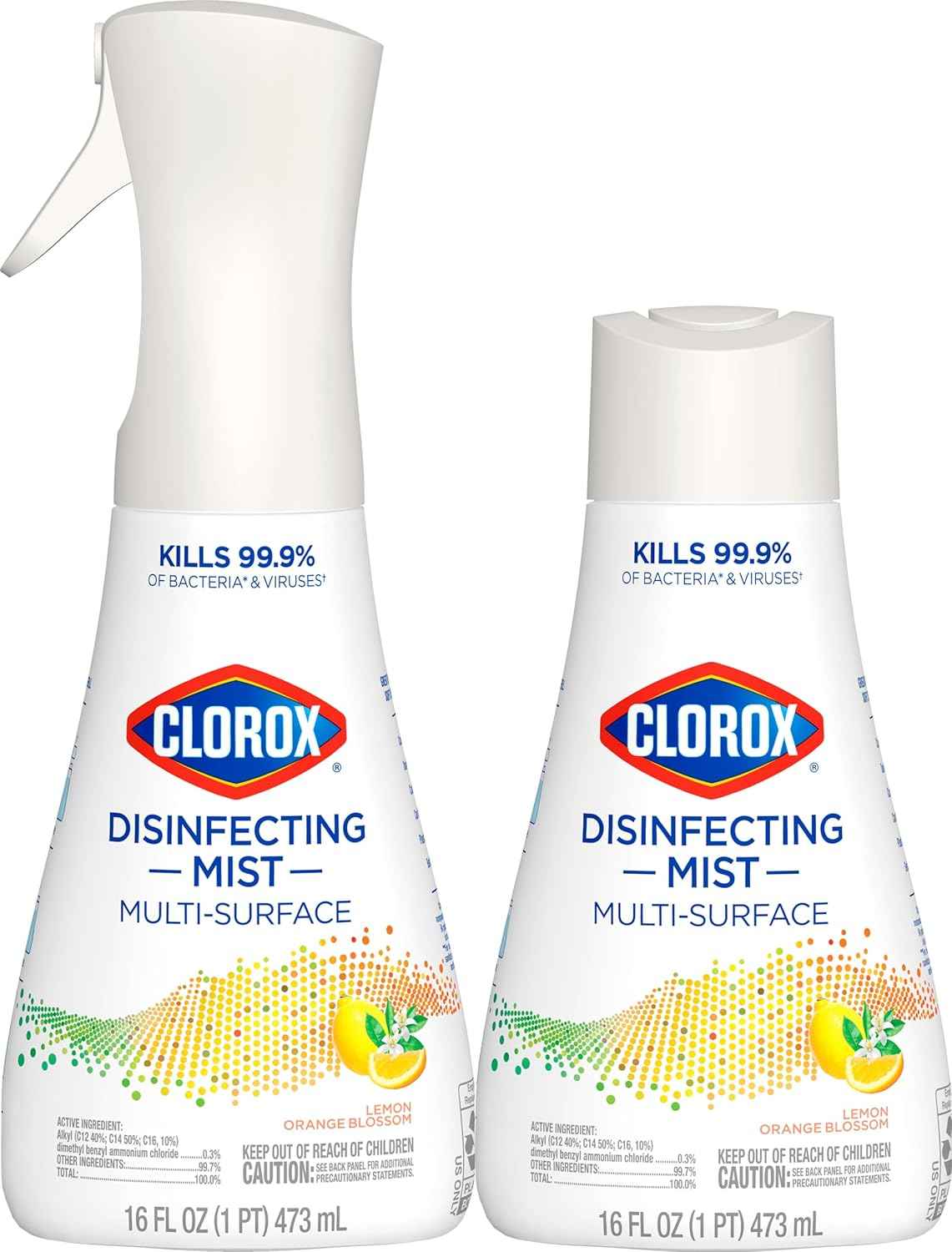 Clorox Disinfecting Mist, Lemon and Orange Blossom, 1 Spray and 1 Refill