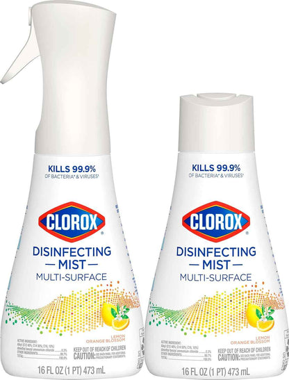 Clorox Disinfecting Mist, Lemon and Orange Blossom, 1 Spray and 1 Refill