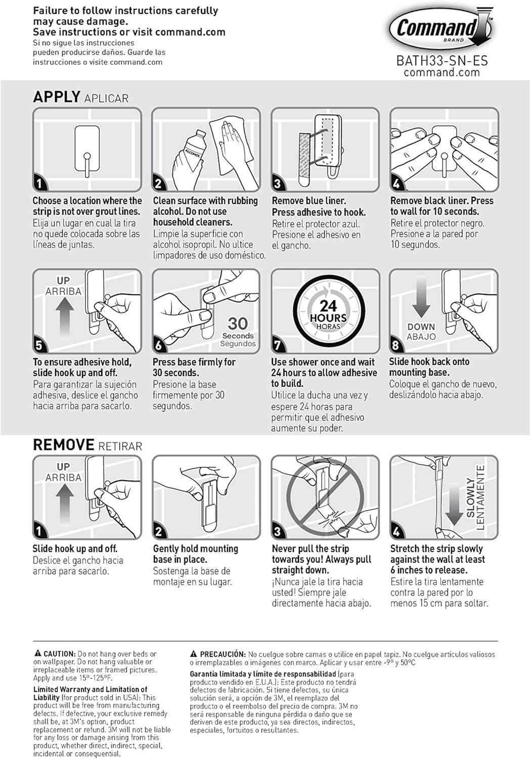 Command Small Bath Hook, Holds up to 1 lb, 1 Satin Nickel Shower Hook with 2 Water Resistant Strips, Damage-Free Bathroom Organization