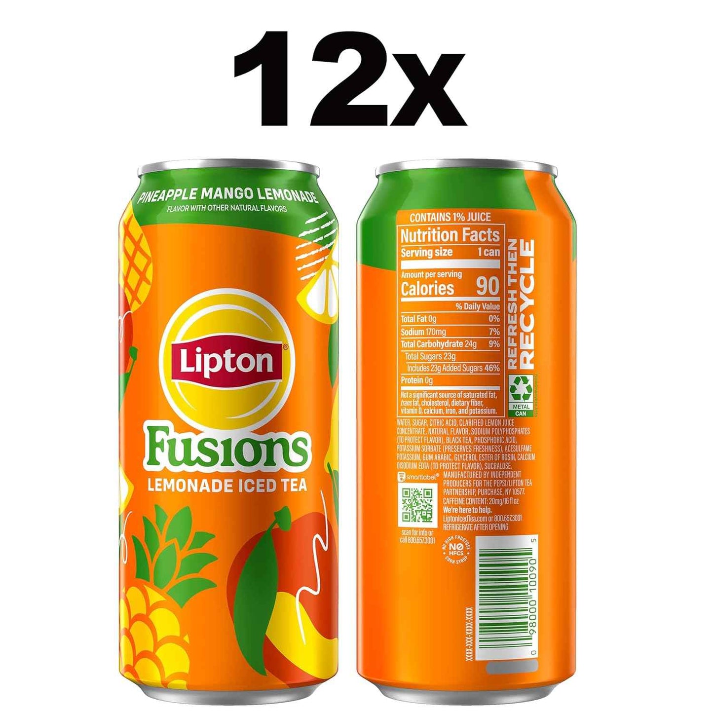 Lipton Fusions, 16 Fl Oz Cans (Pack of 12)