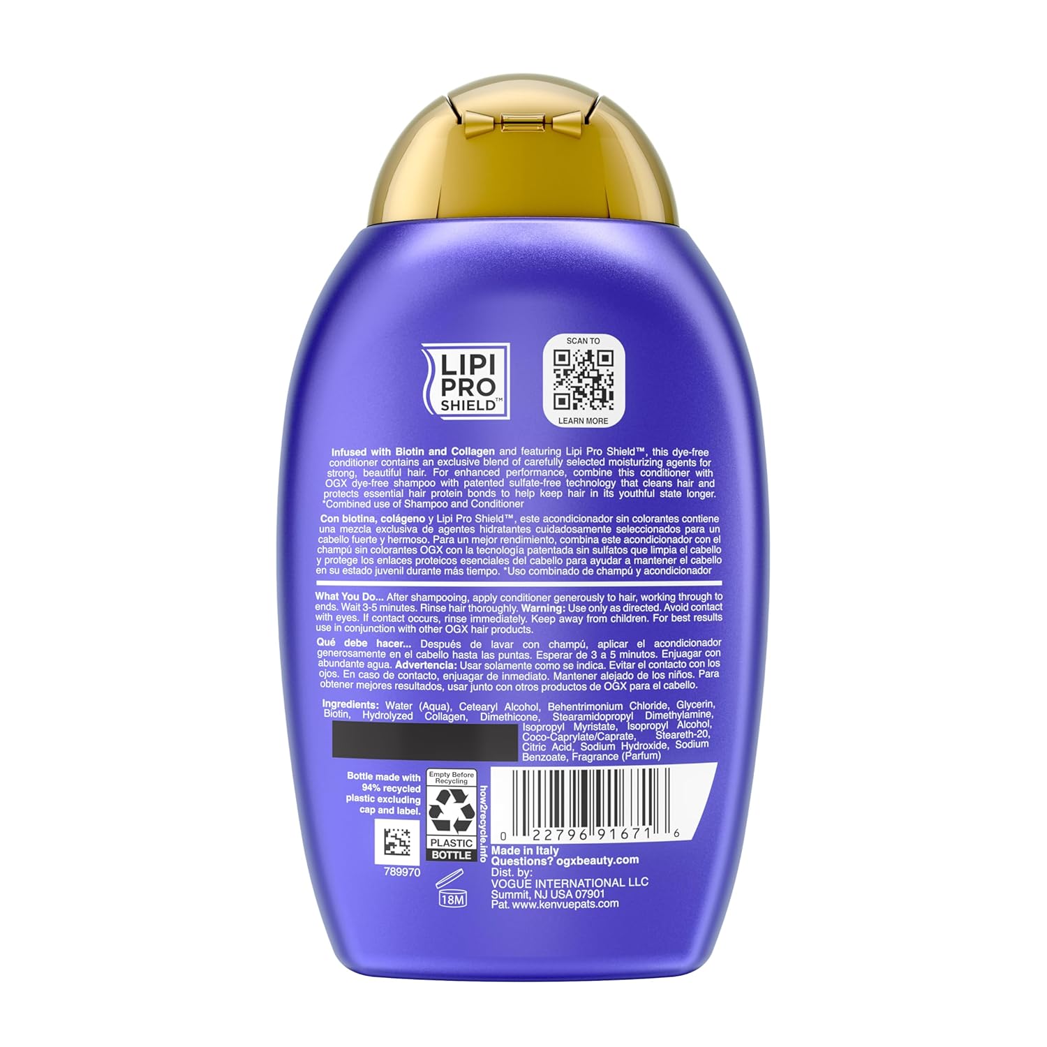 OGX_Thick_&_Full_+_Biotin_&_Collagen_Volumizing_Conditioner,_Nutrient-Infused_Conditioner_with_Vitamin_B7_Biotin_Gives_Hair_Volume_&_Body_for_72+_Hours,_Sulfate-Free_Surfactants,_13_fl._Oz
