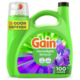 Gain Liquid Laundry Detergent with Odor Defense, Moonlight Breeze Scent, Laundry Soap For HE Washing Machines