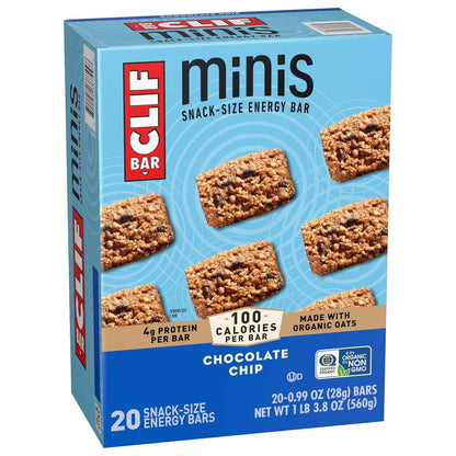 CLIF BAR Minis - Chocolate Chip - Made with Organic Oats - 4g Protein - Non-GMO - Plant Based - Snack-Size Energy Bars - 0.99 oz