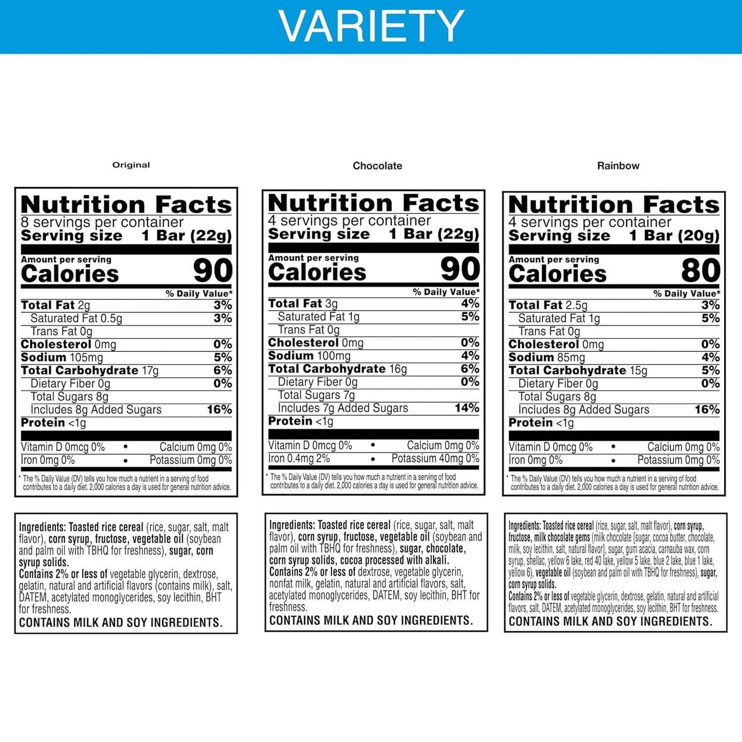 Rice Krispies Treats Crispy Marshmallow Squares, Kids Snacks, Cereal Bars, Variety Pack