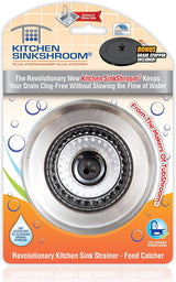 Kitchen SinkShroom Revolutionary Clog-Free Stainless Steel Sink Strainer, Chrome gray