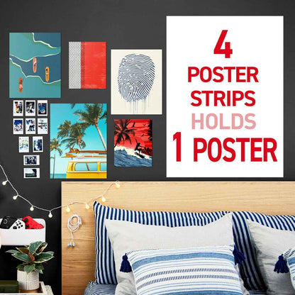 Command Poster Strips Value Pack, 60 Strips Damage-Free Poster Hangers, No Tools Requried, Great for Home, Room, Wall, Office, and Dorm Decor, White Adhesive