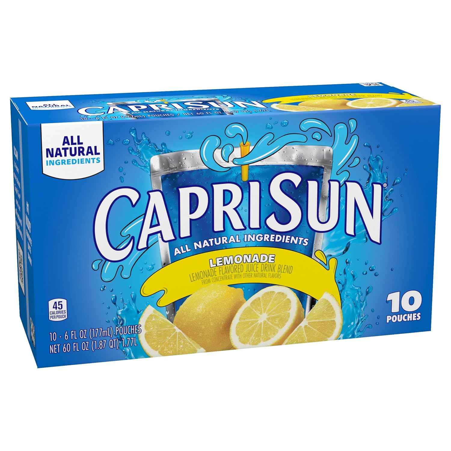 Capri Sun Flavored with Other Natural Flavor Juice Drink Blend, for School Lunches and On-the-Go Hydration, Lemonade, All Natural Ingredients