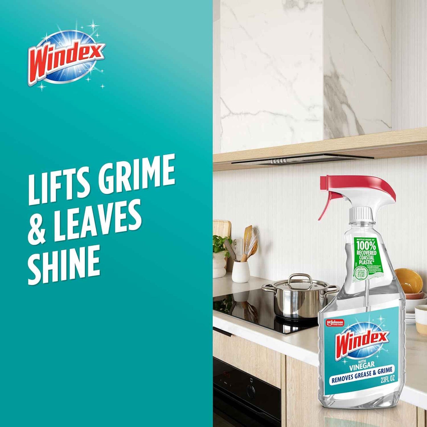 Windex Vinegar Glass and Surface Cleaner Spray Bottle, Packaging Designed to Prevent Leakage and Breaking, Surface Cleaning Spray