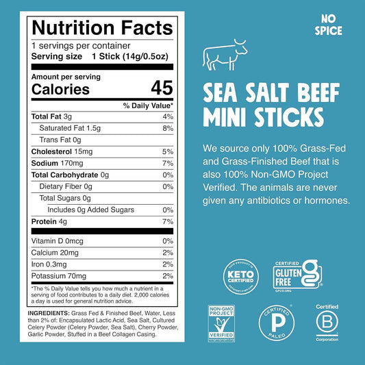 Chomps Snack Size Grass-Fed and Finished Jerky Snack Sticks 0.5oz 24-Pack - Keto, Paleo, Whole30, 4g Lean Meat Protein, Gluten-Free, Zero Sugar Food, Non-GMO Chomplings