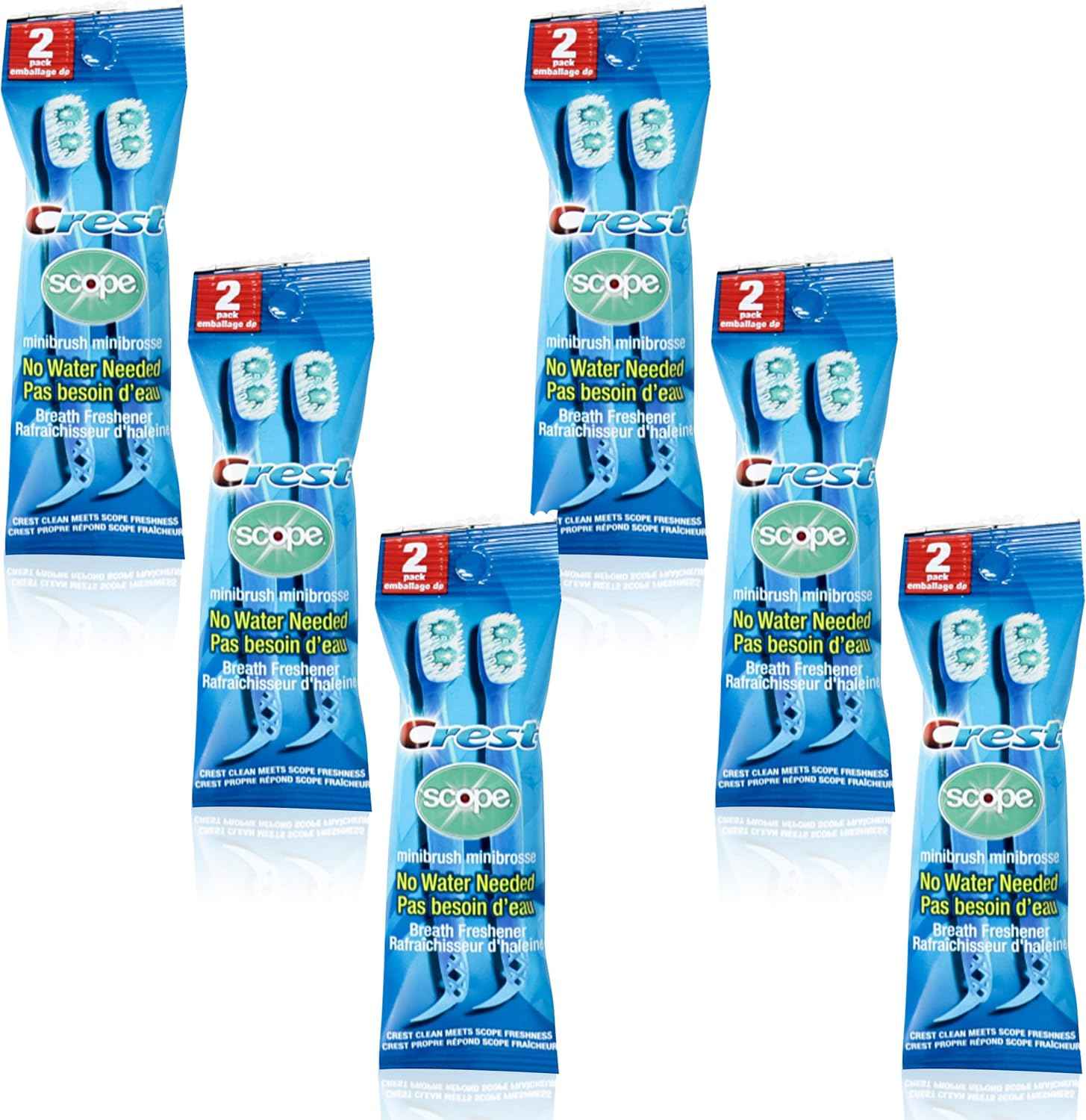 Crest Scope | Mini Brushes-Disposable Toothbrushes with Toothpaste and Pick for Work or Travel (12count, 6 Pack (12 Brushes))