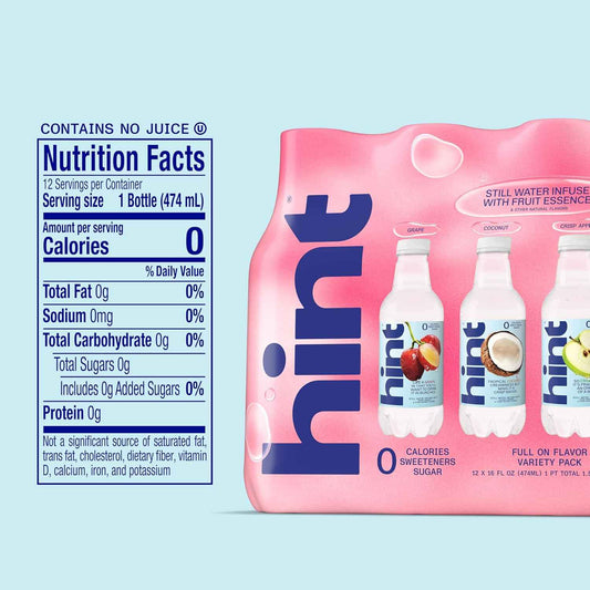 Hint Fruit-Infused Bottled Water - Sugar Free Flavored Water with Zero Calories, Natural Fruit Essences, and No Artificial Sweeteners