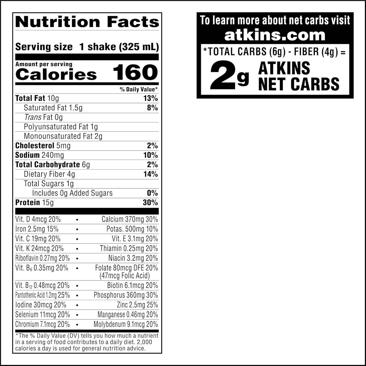 Atkins Creamy Chocolate Coconut Protein Shake, 15g Protein, 2g Net Carbs, 1g Sugar, Keto Friendly