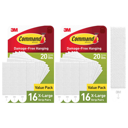 Command 20 lb XL Heavyweight Picture Hanging Strips, Damage-Free Hangers for Picture Frames, No Tools Required, Ideal for Home Room Wall Decor, White Adhesive
