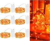 TingMiao 6 Pack Fairy Lights Battery Operated 7.2 ft 20 LED Mini String Lights Waterproof Silvery Copper Wire Firefly Starry Lights for Wedding Bedroom Party Christmas Decor(Warm White)