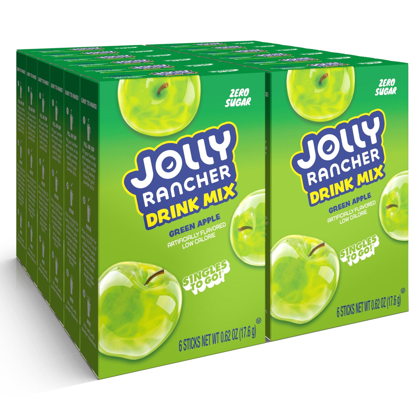Jolly Rancher Singles To Go Powdered Drink Mix, Green Apple, 72 Total Servings, Sugar-Free Drink Powder, Just Add Water, 0.62 Ounce (Pack of 12)