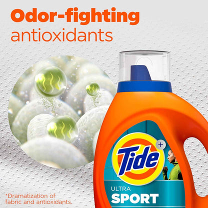 Tide Ultra Sport Liquid Laundry Detergent, 92 fl oz, 65 Loads, Laundry Detergent Liquid with Advanced Sweat plus Stain Fighters