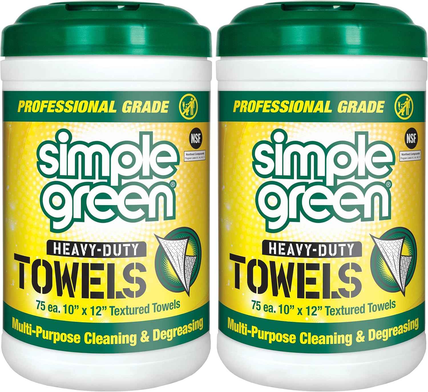Simple Green Professional Grade Heavy-Duty Cleaning and Degreasing Towels, All-Purpose Cleaning Wipes, 75 count
