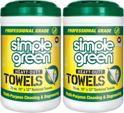 Simple Green Professional Grade Heavy-Duty Cleaning and Degreasing Towels, All-Purpose Cleaning Wipes, 75 count