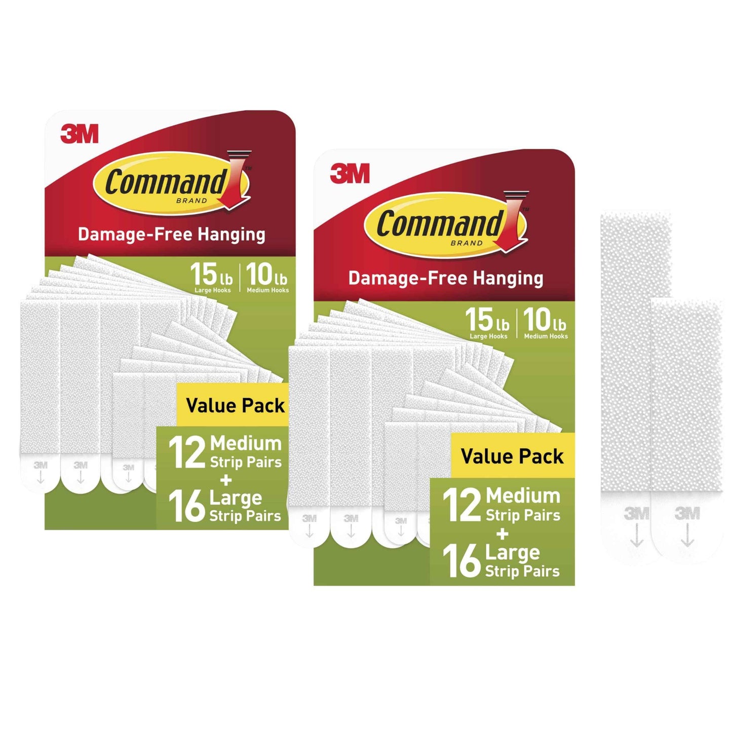 Command 15 lb & 10 lb Large and Medium Picture Hanging Strips, Damage-Free Hangers for Picture Frames, No Tools Required, Great for Home Room Wall Decor, White Adhesive