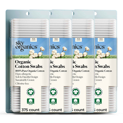 Sky Organics - Organic Cotton Swabs - Ultra Soft Tips - Strong & Durable - Hypoallergenic - Chlorine Free - Sustainable - Natural, Vegan & Cruelty Free - Skin Care & Self Care