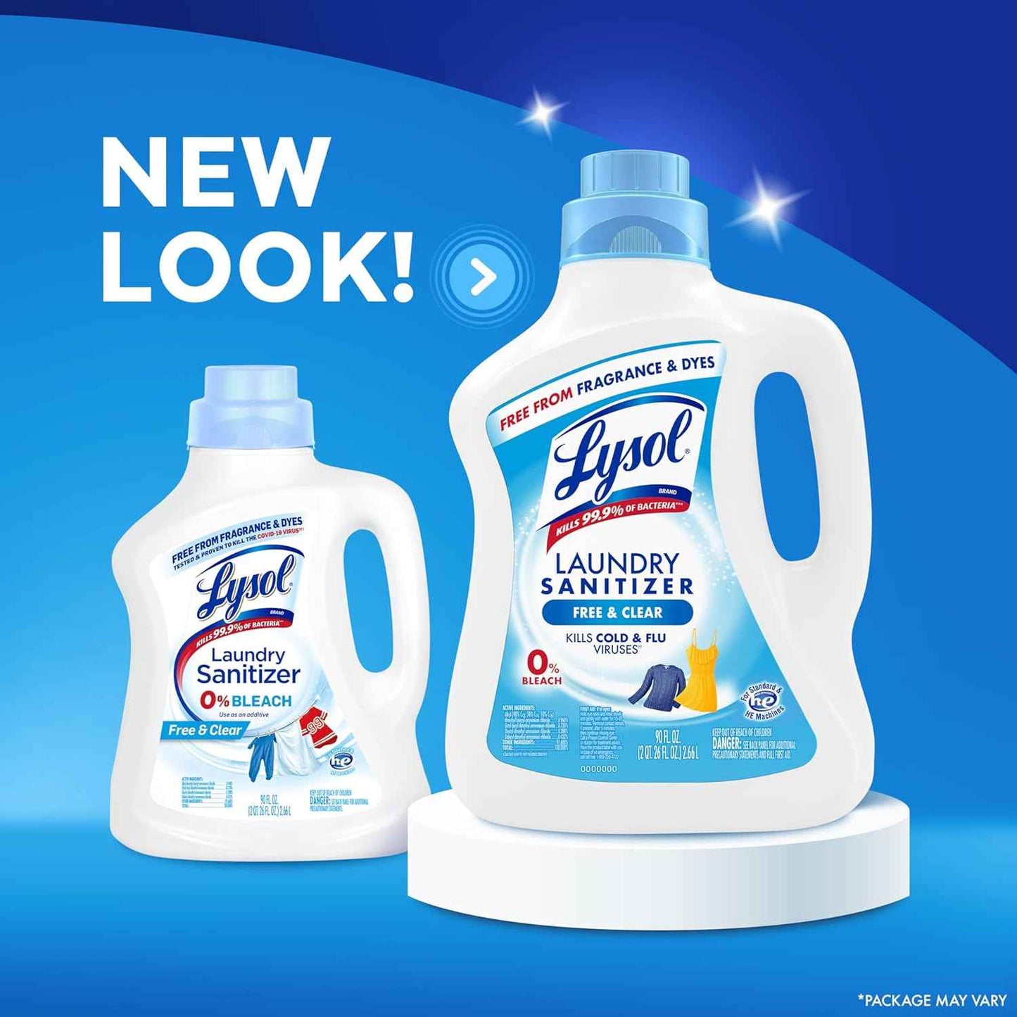Lysol Laundry Sanitizer Additive, Free & Clear, Free from Fragrance and Dyes, 0% Bleach Laundry Sanitizer, Bacteria-causing Laundry Odor Eliminator, Unscented, 90 Fl Oz