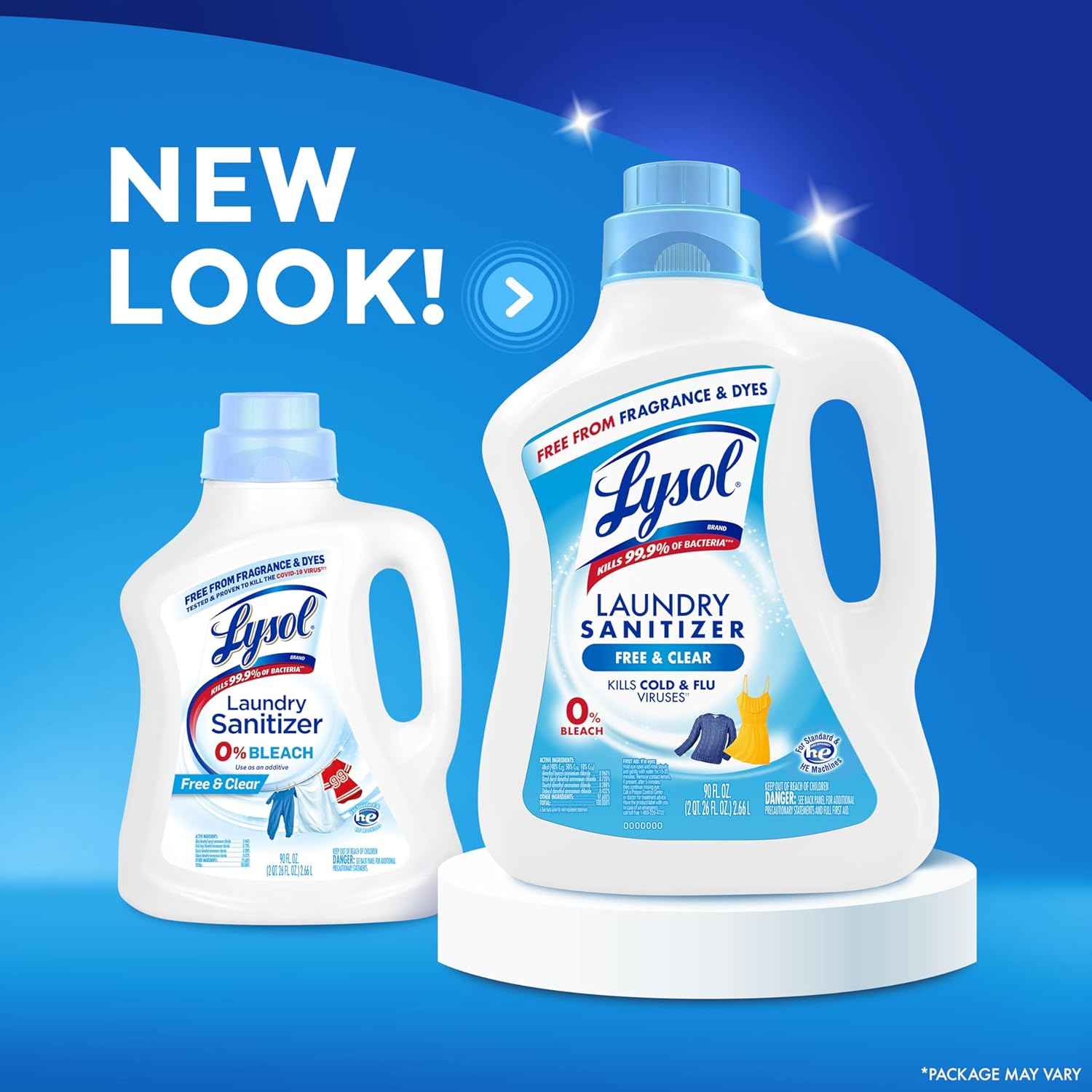Lysol Laundry Sanitizer Additive, Free & Clear, Free from Fragrance and Dyes, 0% Bleach Laundry Sanitizer, Bacteria-causing Laundry Odor Eliminator, Unscented, 90 Fl Oz