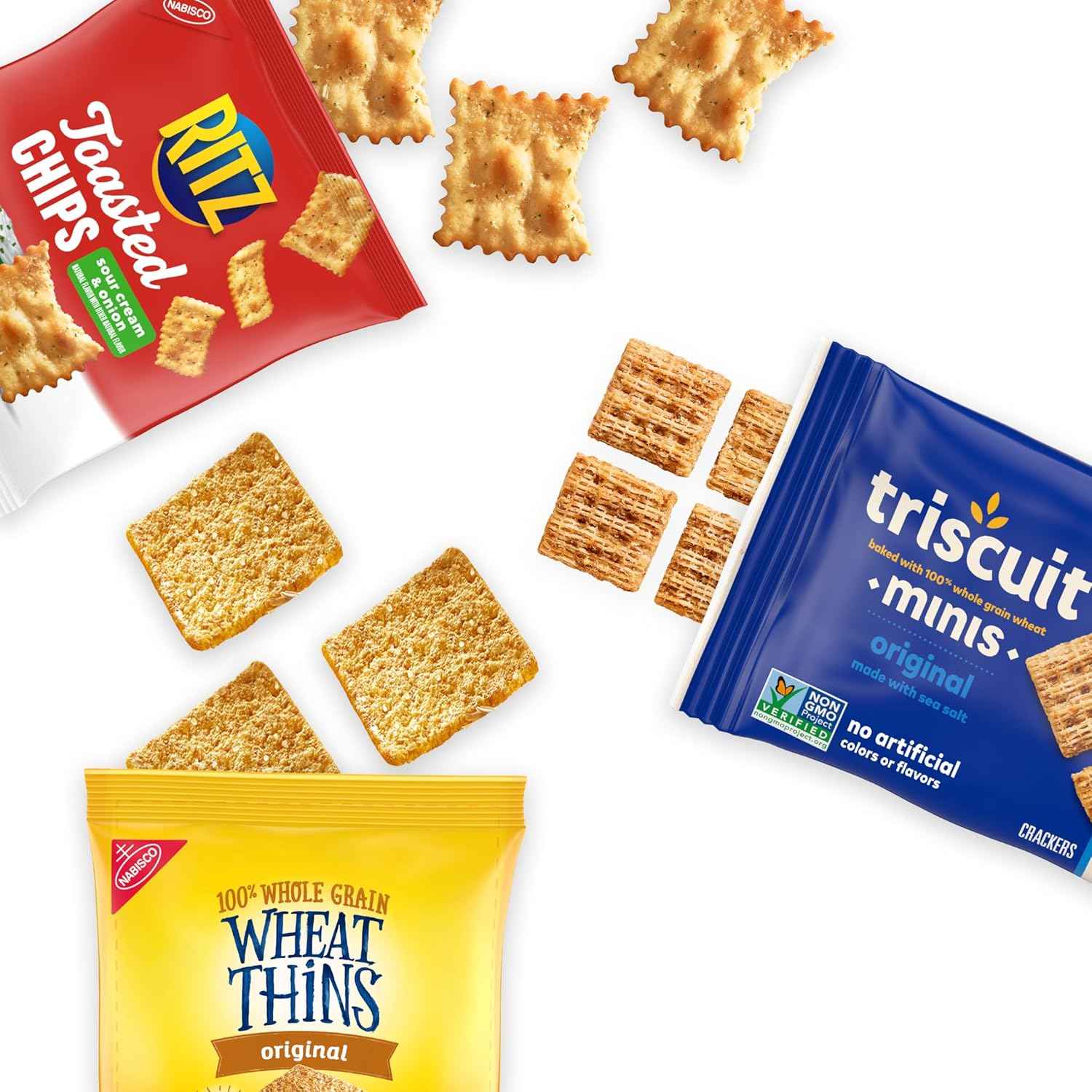 Nabisco Cracker Variety Pack, RITZ Toasted Chips, Wheat Thins Snacks Whole Grain Wheat Crackers and Triscuit Minis Whole Grain Wheat Vegan Crackers