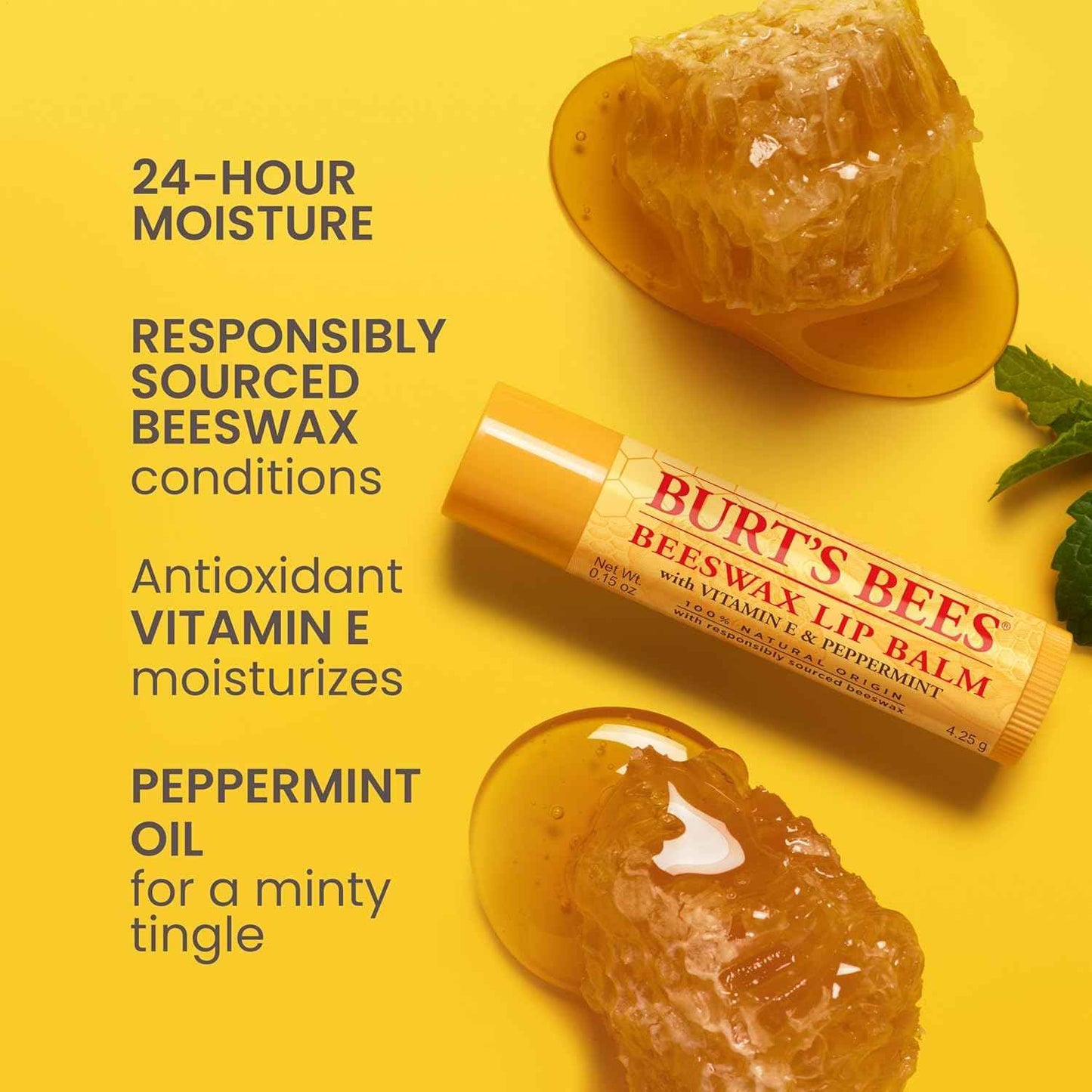Burt's Bees Lip Balm - Lip Moisturizer With Responsibly Sourced Beeswax, Tint-Free, Natural Origin Conditioning Treatment